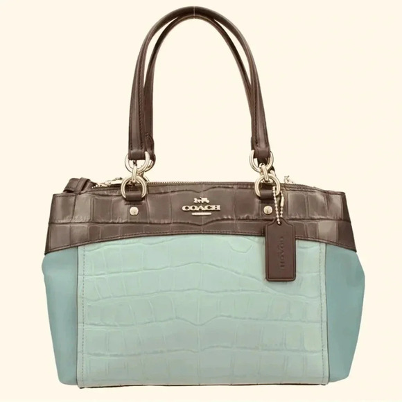 Coach Handbags - Coach Mini Brooke Carryall, colorblock alligator, Aquamarine/Navy, F28079, new